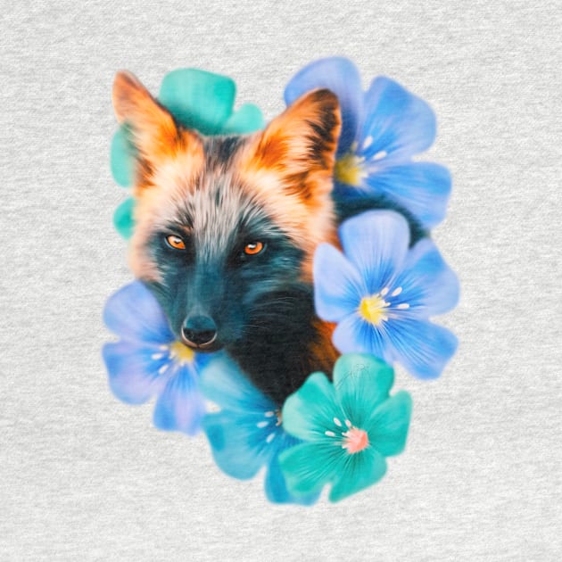 Flowers - Fox (Digital Drawing) by lunaroveda